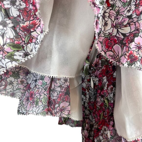 Giambattista Valli x H&M One Shoulder Ruffle Floral Chiffon Dress Pink Size 4 - Picture 6 of 12